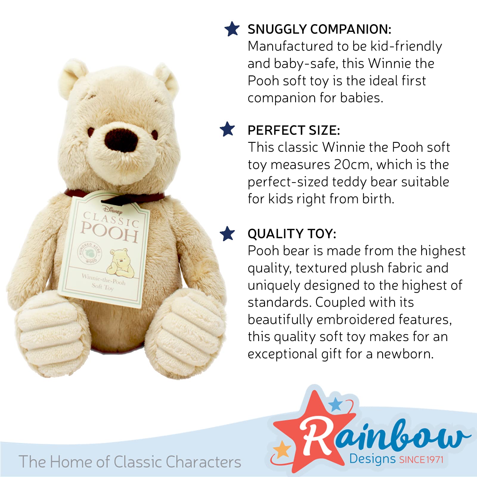 Disney DN1460 Pooh & Friends Classic Winnie The Pooh Soft Toy, Beige