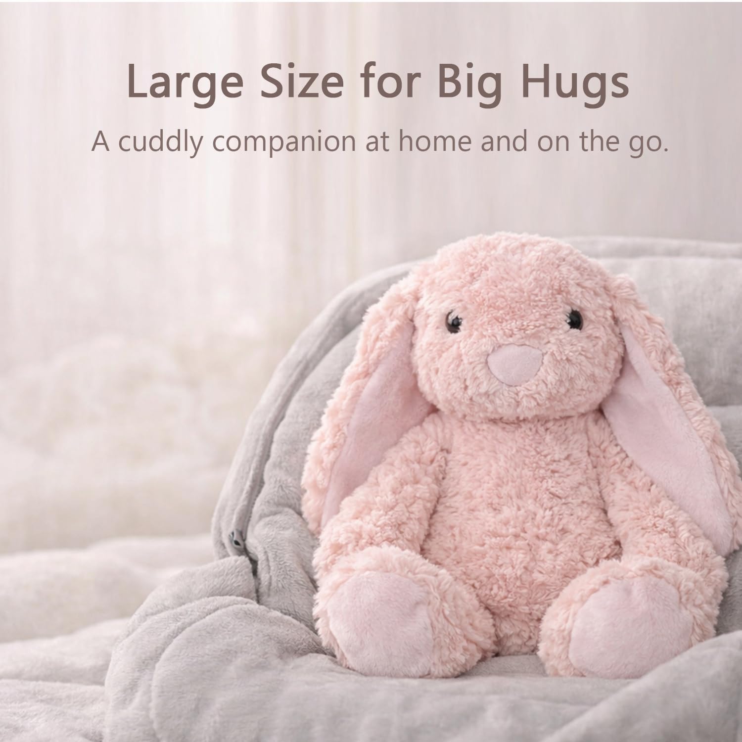 rafrtcl Soft Plush Bunny Teddy, 27cm Floppy Eared Stuffed Rabbit, Ultra-Soft Hugging Comfort Toy, Machine Washable Plush Animal Gift for Kids Ages 3+ (Pink)