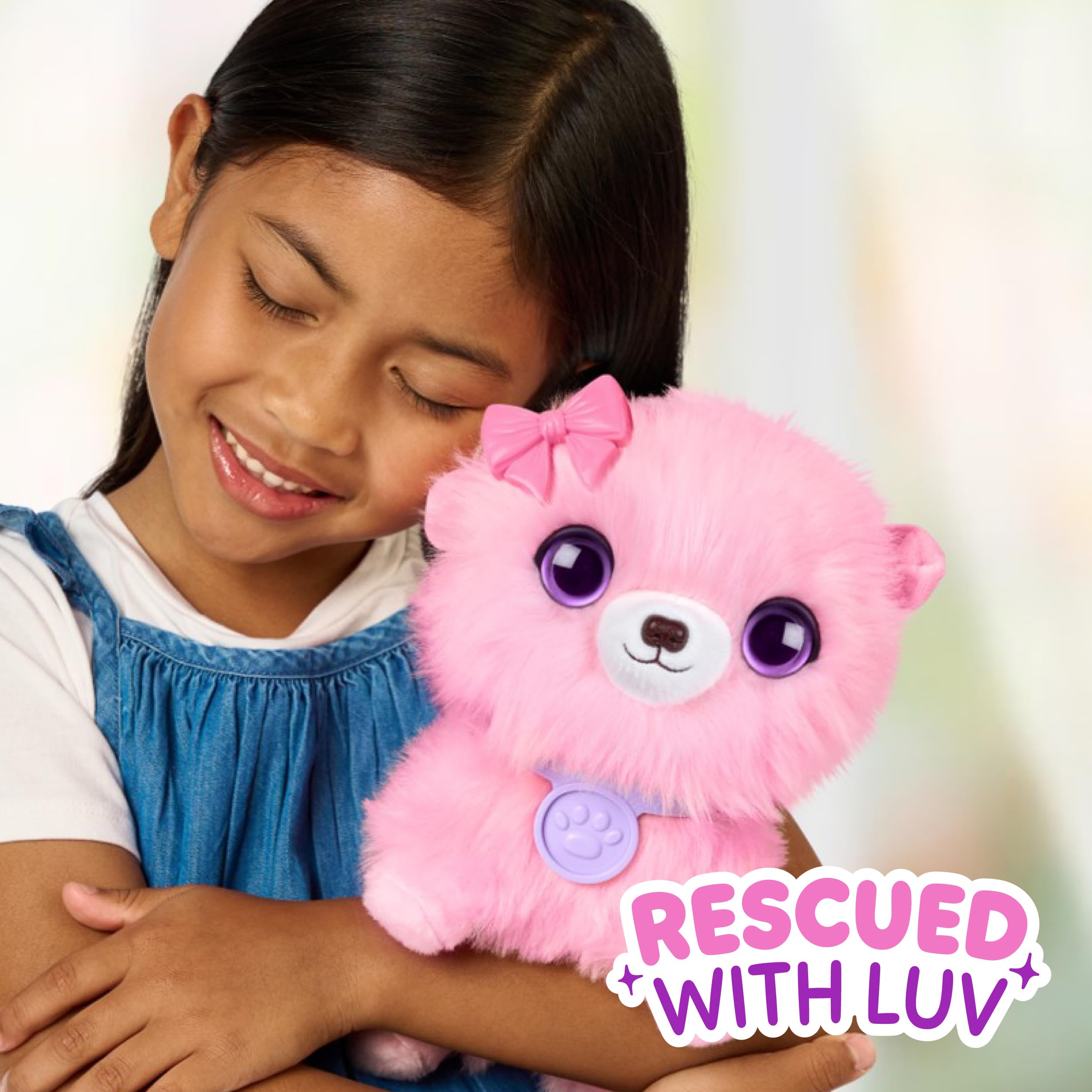 ScruffaLuvs Pet Scruffs Pink - Mystery Plush Toy, 7.5" Tall - Wash to Reveal 1 of 3 Rescue Pets: Puppy, Bunny, or Kitty - Includes 8.7" Deluxe Pet Carrier