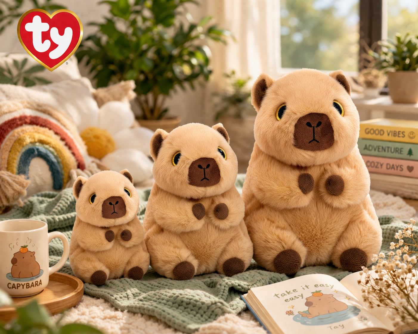 TY Lara Beanie Bellies 15cm Soft Plush Capybara Teddy – Collectible Stuffed Cuddly Toy Plushies – Brightly Coloured Soft Toy for Kids & Babies