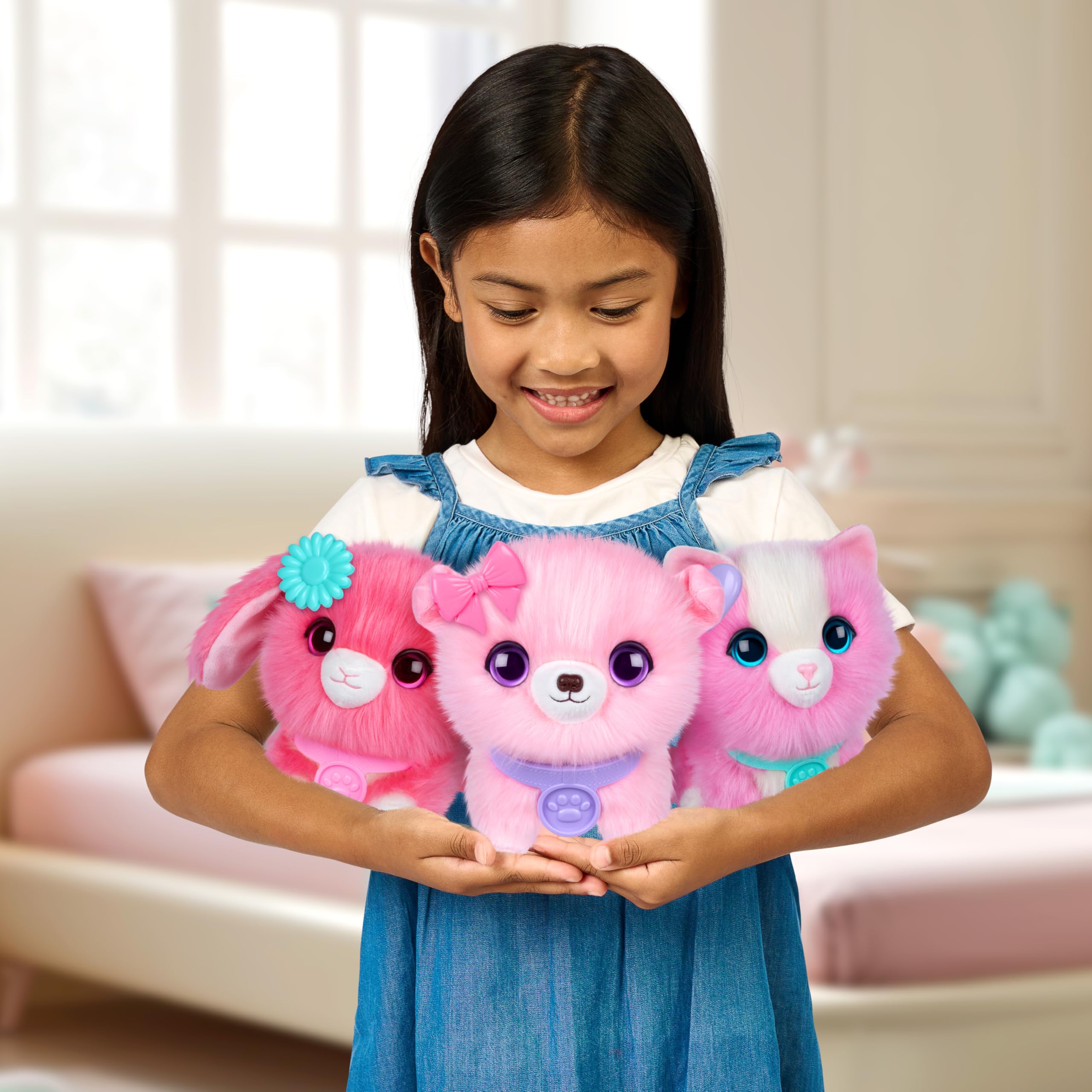 ScruffaLuvs Pet Scruffs Pink - Mystery Plush Toy, 7.5" Tall - Wash to Reveal 1 of 3 Rescue Pets: Puppy, Bunny, or Kitty - Includes 8.7" Deluxe Pet Carrier